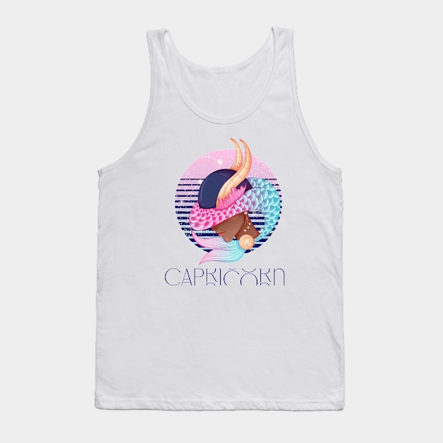 Capricorn Zodiac Sign | Circle Beautiful Girl Tank Top by Violete Designs